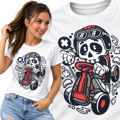 KOSZULKA DAMSKA ANIMOWANA GOKART SKULL